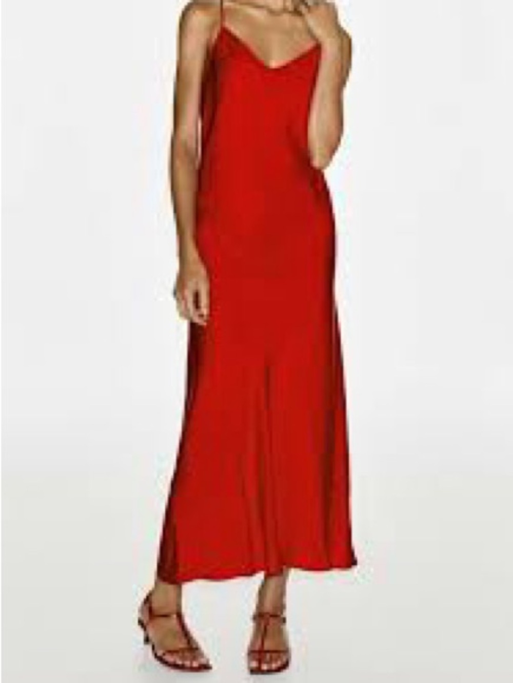 Massimo Dutti Red Slip Maxi Dress